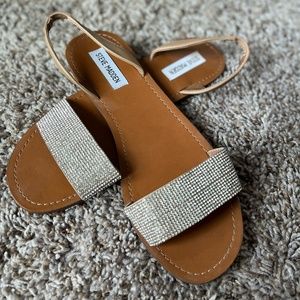 Womens Steve Madden Brown Sandals with Rhinestones